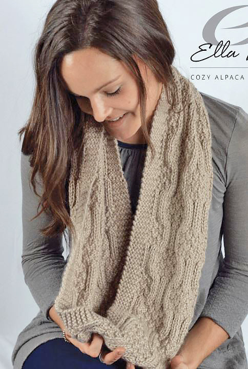 An Ella Rae Cozy Alpaca Chunky Pattern Mosaic Scarf (PDF)