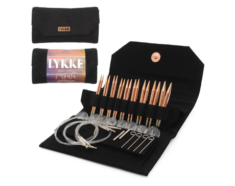 LYKKE CYPRA 3.5 Inch Interchangeable Circular Knitting Needle Set Black Vegan Suede Case  sale and free shipping at LIttle Knits.