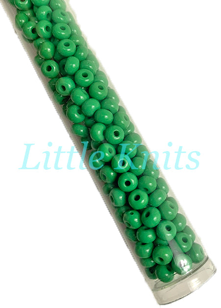 6/0 Czech Seed Beads  - Opaque Green (Color #53250) 20 Gram Tube