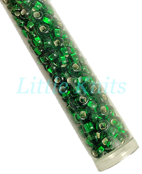 6/0 Czech Seed Beads  - Silver Lined Emerald (Color #57060) 20 Gram Tube