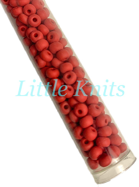 6/0 Czech Seed Beads  - Matte Red (Color #93190M) 20 Gram Tube