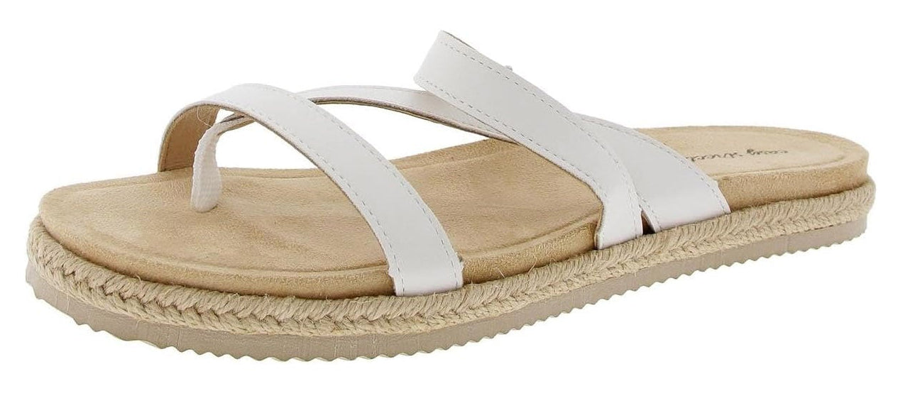 Easy Street Women's Song Slip-On Sandals, White- Size 6 WW - Runs Narrow