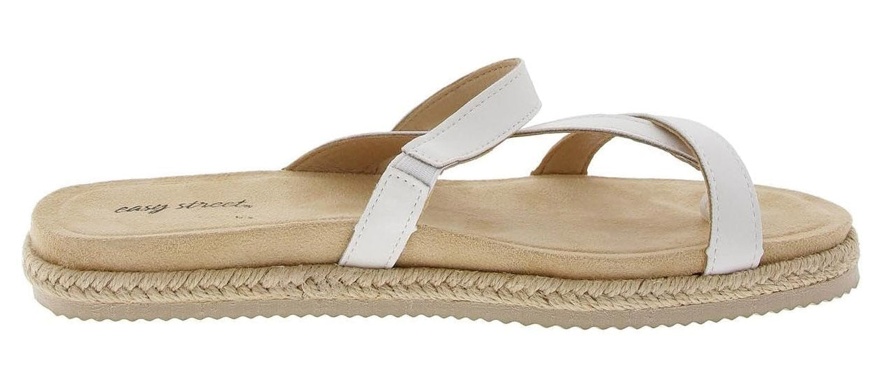 Easy Street Women's Song Slip-On Sandals, White- Size 6 WW - Runs Narrow