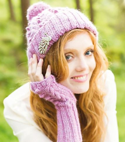 Illustrious - Isabella Cabled & Bobble Hat & Hand Warmers - FREE PATTERN LINK TO DOWNLOAD IN DESCRIPTION (No Need to add to Cart)