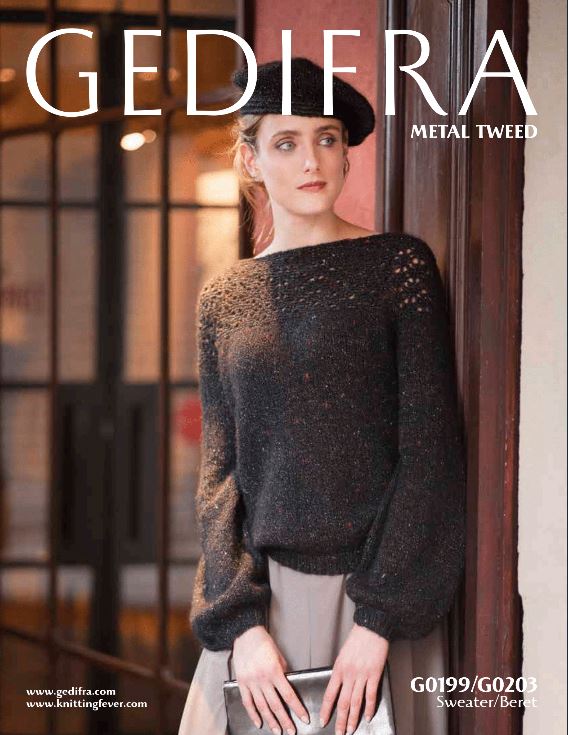 Gedifra Crochet/Knit Sweater and Beret - Free with Purchases of 7 Skeins of Metal Tweed - G0199/G0203 (PDF)