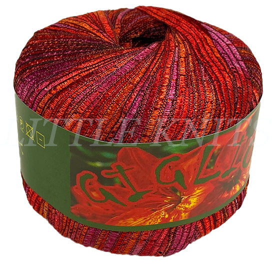 Knitting Fever Giglio - Silky Red w/ Gold Undertones & Jewel Pinks (Color #33)