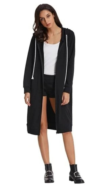Grace Karin Women's Casual Zip up Hoodie Tunic, Black, Size L