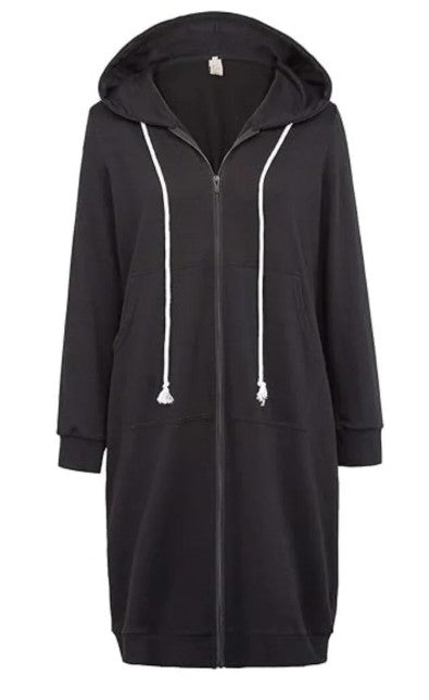 Grace Karin Women's Casual Zip up Hoodie Tunic, Black, Size L
