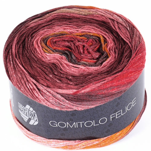 Lana Grossa Gomitolo Felice - Strawberry Orchard (Color #714) - BIG 150 GRAM CAKES