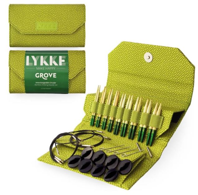 LYKKE Grove 3.5 Inch Interchangeable Circular Knitting Needle Set in Green Basketweave Case on sale and ships free at LIttle Knits