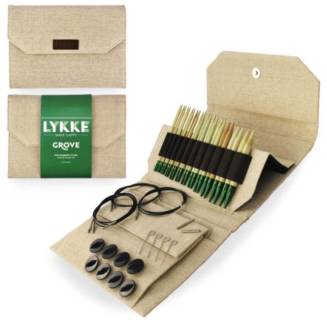 LYKKE Grove 5 Inch Interchangeable Circular Knitting Needle Set in Beige Jute Case on sale with free shipping at Little Knits