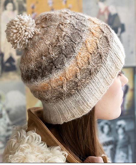 A Noro Miyabi Pattern - Twist Stitch Hat by Cheryl Toy knitting pattern on sale at Little Knits
