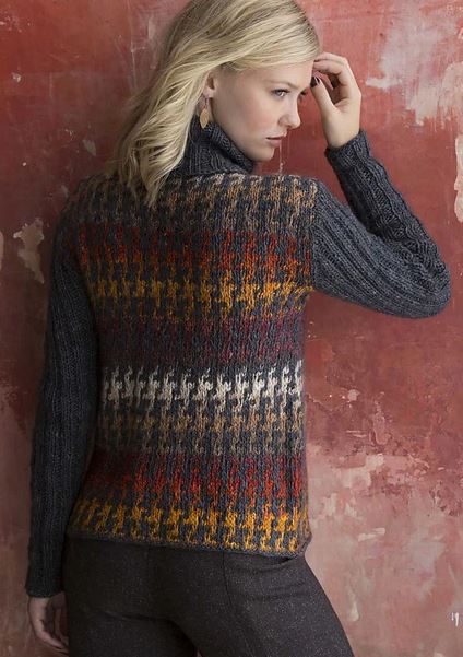 A Noro Taiyo Pattern -Houndsstooth Pullover (PDF) knitting pattern on sale at Little Knits