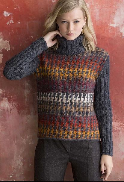 A Noro Taiyo Pattern -Houndsstooth Pullover (PDF) knitting pattern on sale at Little Knits