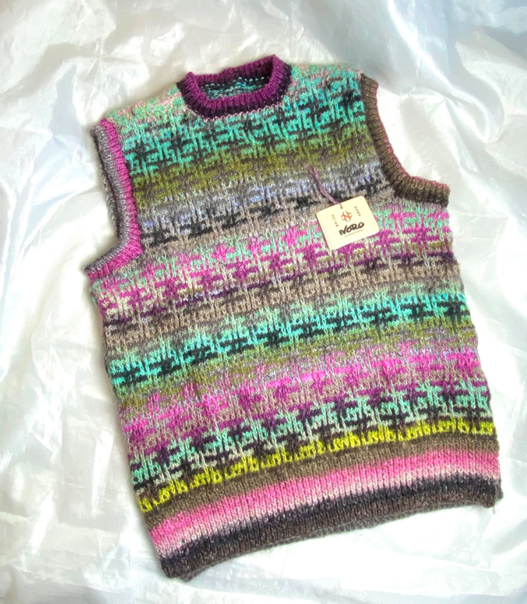 Handknit Sample Noro Kenton Vest - PROCEEDS GO TO CHARITY - SHIPS FREE IN CONTIGUOUS US