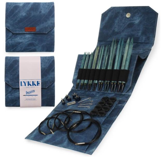 LYKKE Driftwood 3.5 Inch Interchangeable Circular Knitting Needle Set - Black Faux Leather