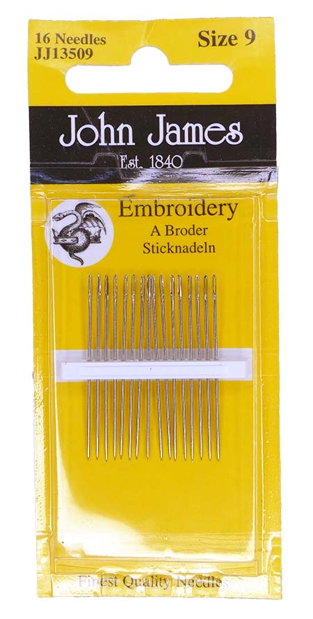 John James Embroidery Needles - Size #9 (16 Needles)