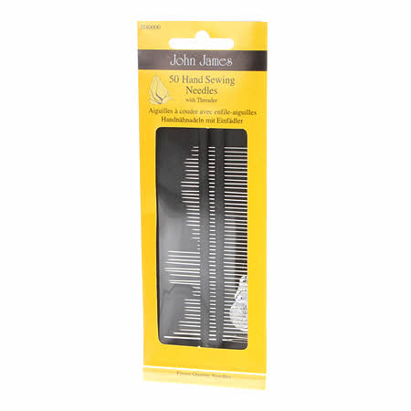 John James Hand Sewing Needles with Threader (50 Pieces)