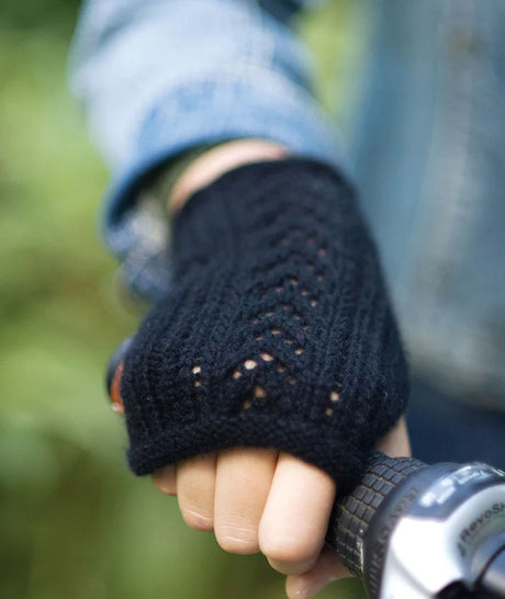 A Churchmouse Yarns and Teas Pattern - Lace-Back Fingerless Gloves (with 3 lace charts) (PDF)