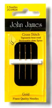 John James Gold Plated Tapestry-Cross Stitch Needles - Size #28