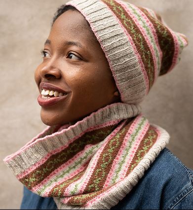 A Juniper Moon Patagonia Organic Merino Pattern - Josette Hat, Cowl & Fingerless Mitts (PDF)