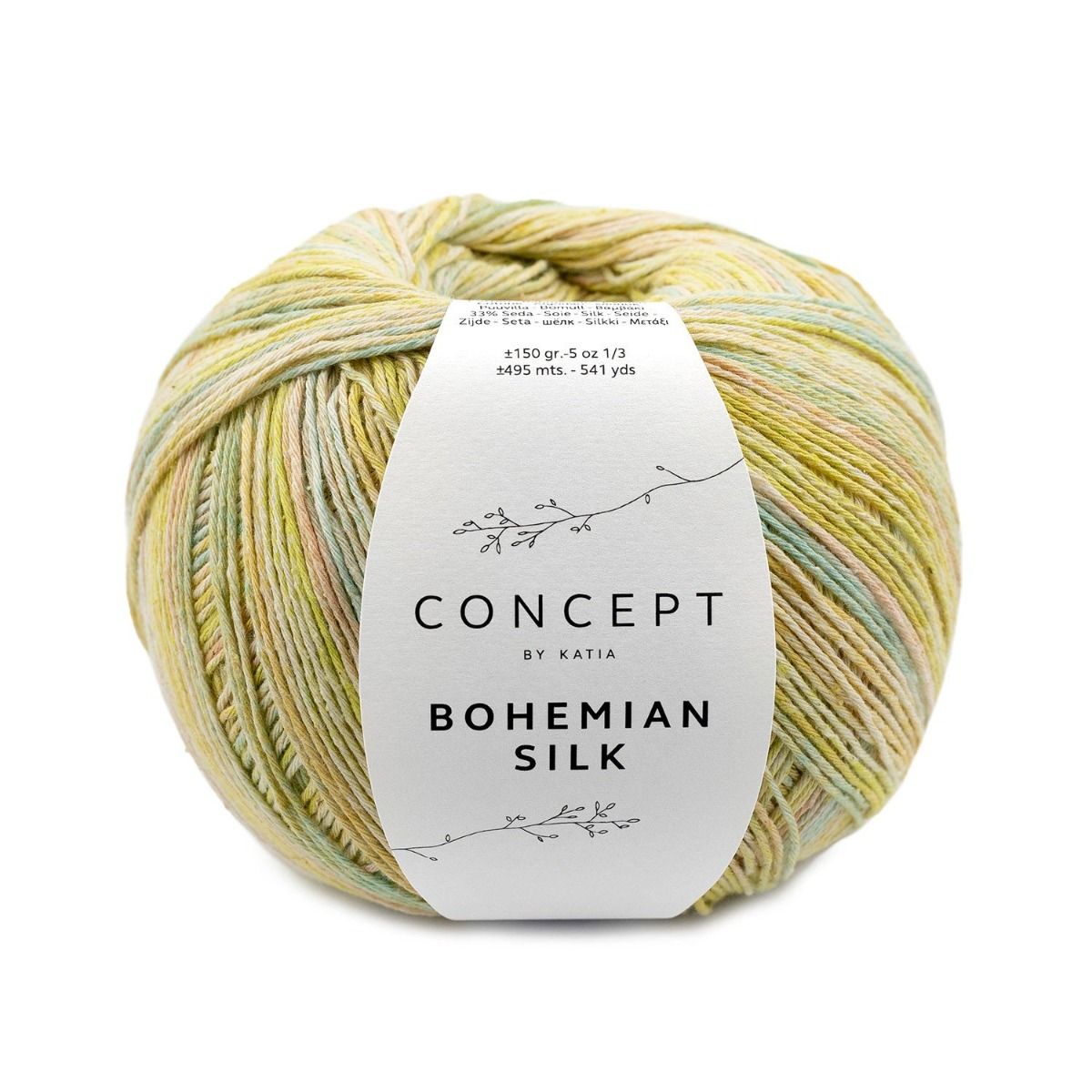 Katia Concept Bohemian Silk - Daffodils (Color #205) - FULL BAG SALE - 150g SKEINS & FREE PATTERN