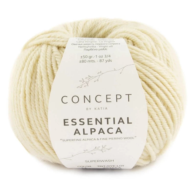 Katia Concept Essential Alpaca - Cream (Color #71) knitting and crochet yarn on sale at little knits