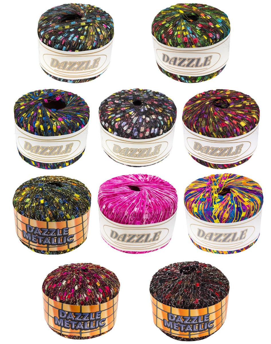 Knitting Fever Dazzle & Dazzle Metallic - MYSTERY BAG (TEN Skeins)