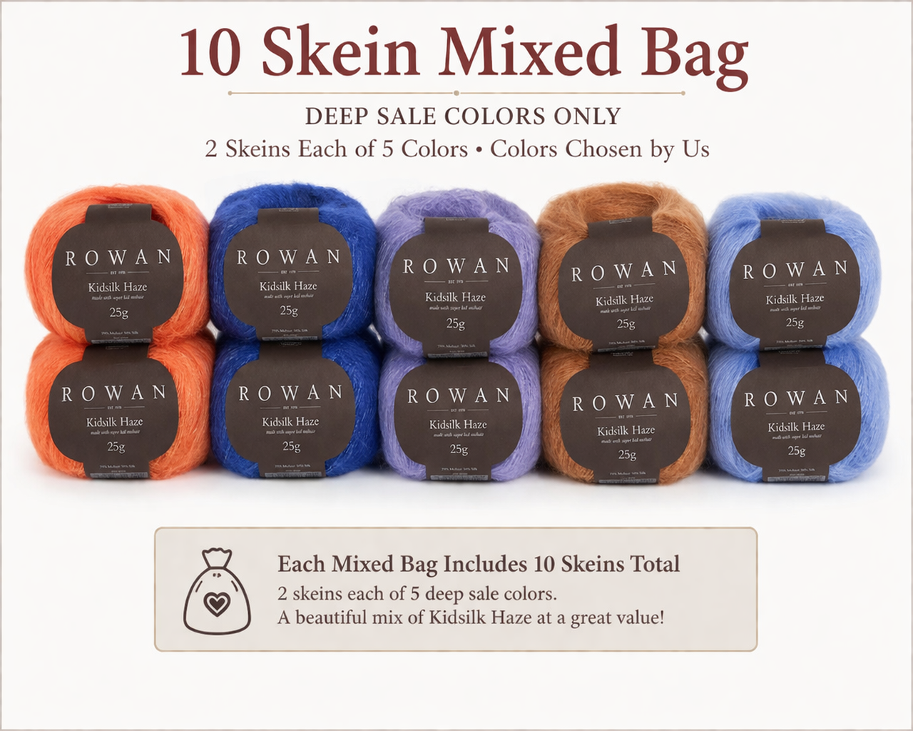 z Rowan Kidsilk Haze 10 Skein Mystery Bag - 2/2/2/2/2 Color Split