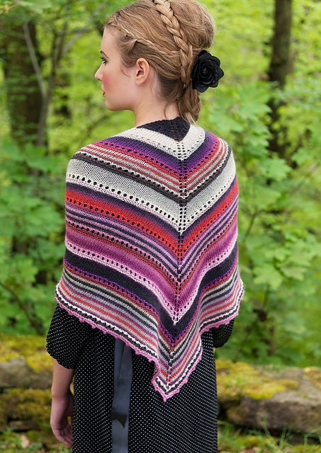 Brigitta Striped Lace Shawl 