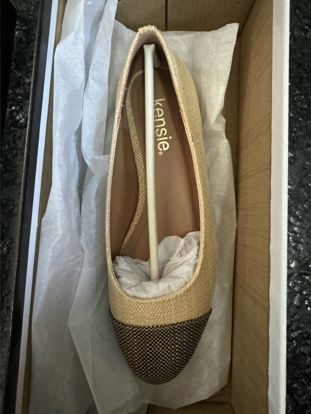 NWT Kensie Women's Allie Flat Raffia Natural Slip - Natural - Size 5M