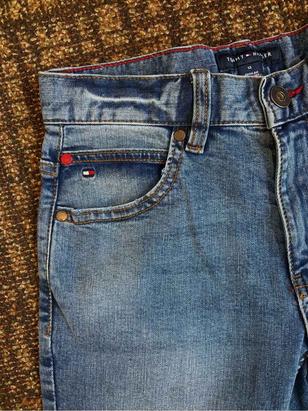 TWO PAIRS of NWT, Tommy Hilfiger Boys' Straight Fit 5-Pocket Stretch Denim Jean Size: 12
