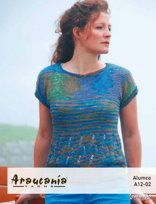 An Araucania Alumco Pattern - Laced Boat-Neck Sweater (PDF)