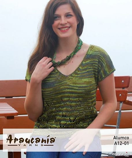 An Araucania Alumco Pattern - Laced V-Neck Sweater (PDF)