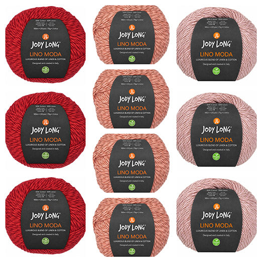 Jody Long Lino Moda Mixed Bag - 4/Apricot, 3/Cherry & 3/Pretty (10 SKEINS)