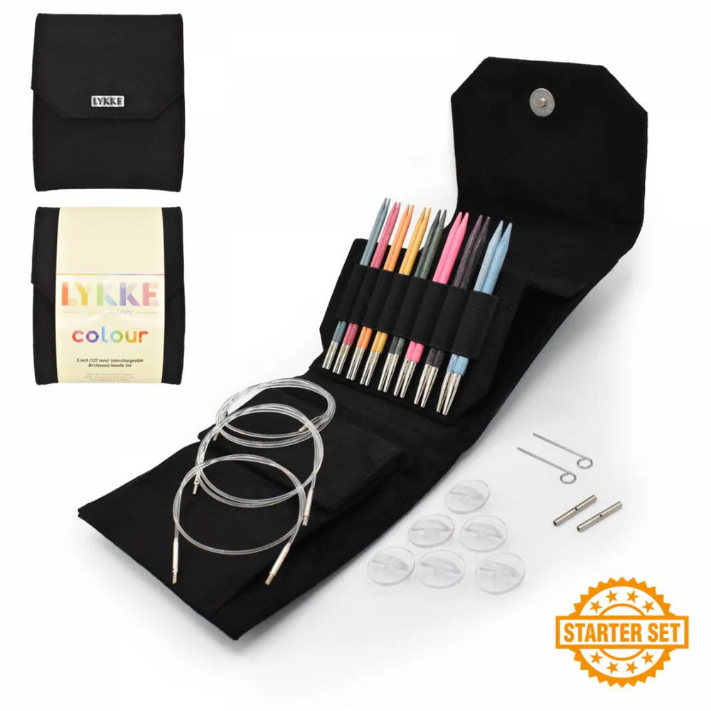 LYKKE Colour 5 Inch Interchangeable Circular Starter Set - Black Vegan Suede Case