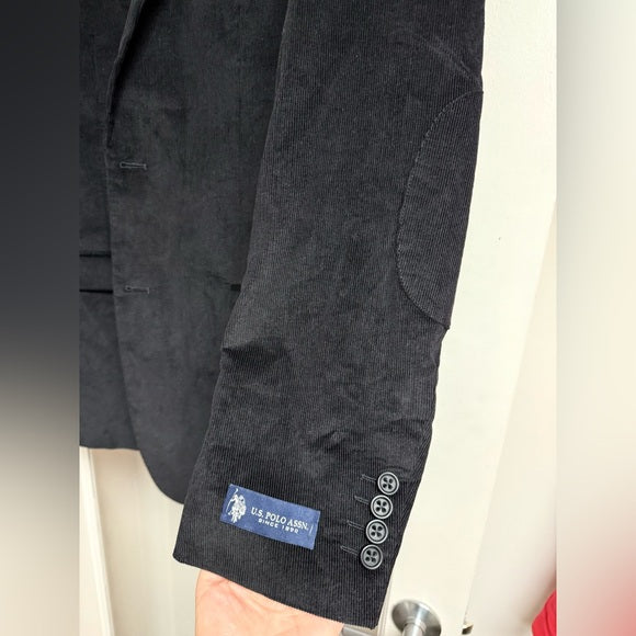 U.S. Polo Assn. Men's Corduroy Sport Coat 42L (Black)