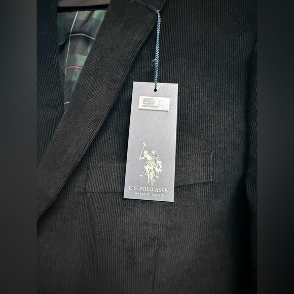 U.S. Polo Assn. Men's Corduroy Sport Coat 42L (Black)