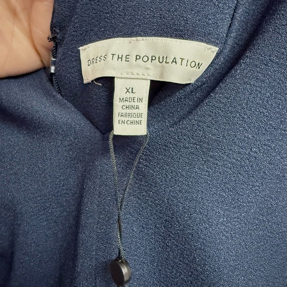 Dress the Population Women's Lita Sleeveless Plunging Midi Sheath Dress, XL