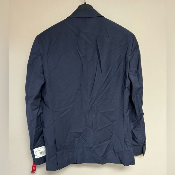 Calvin Klein Men's Slim-Fit Wool-Blend Stretch Suit Jacket Navy 36 Short