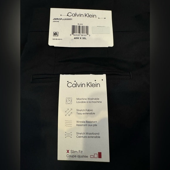 Calvin Klein Men's Slim Fit Suit Pants, Jerome, Black 40x30
