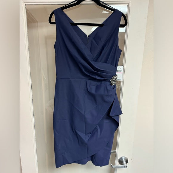 NWT Alex Evenings Women's Slimming Short Ruched Dress with Ruffle Size 10