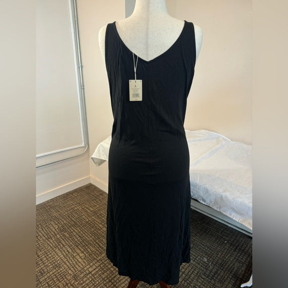 NWT NIC+ZOE Women's Double V Tank Dress Black Onyx Size L