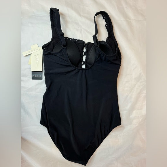 NWT Profile by Gottex Women's Rendez Vous Square Neck One Piece Swimsuit Size 10