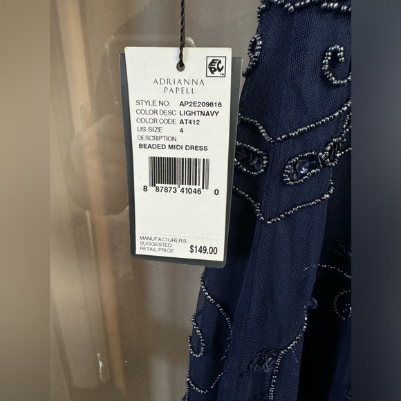 Adrianna Papell Women's Beaded Midi Dress Size 4