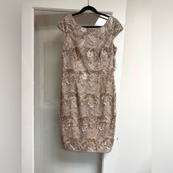 Alex Evenings Women's Short Knee Length Floral Embroidered Cocktail Sheath Dress