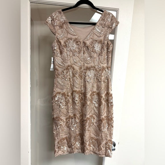 Alex Evenings Women's Short Knee Length Floral Embroidered Cocktail Sheath Dress