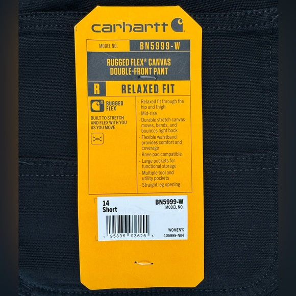 Carhartt Women's Rugged Flex Relaxed Fit Canvas Double-Front Pant, 14 Short