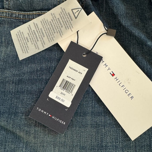 Tommy Hilfiger Men's Adaptive Jeans Relaxed Fit Magnet Buttons, 30W 32L