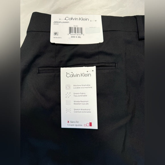 Calvin Klein Men's Slim Fit Suit Pants, Jerome, Black 40x30